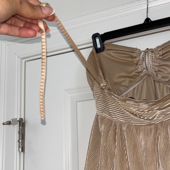 Almost Famous Strapless Gold Tiered Dress - Picture 9 of 11
